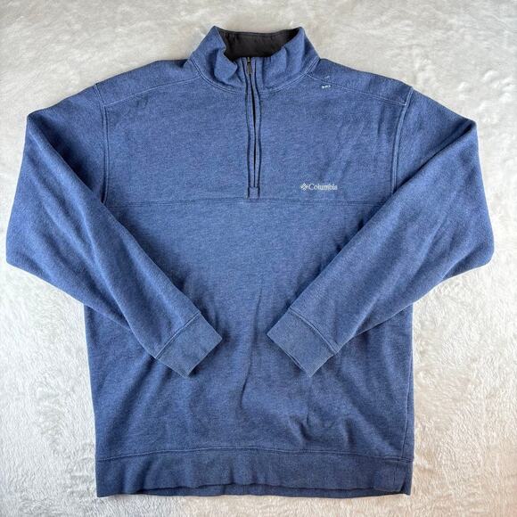 Columbia Quarterzip Pullover Sweater Men's Medium Long Sleeve Blue - Picture 1 of 16